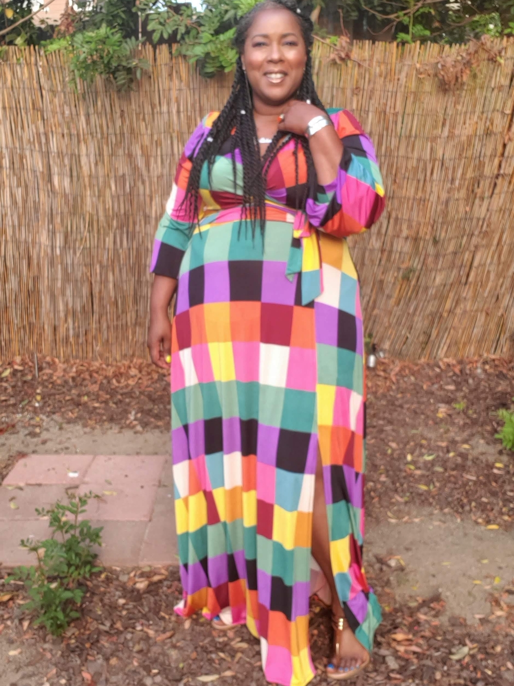 Vibrant Multi-Color Wrap Maxi Dress - Plus Size